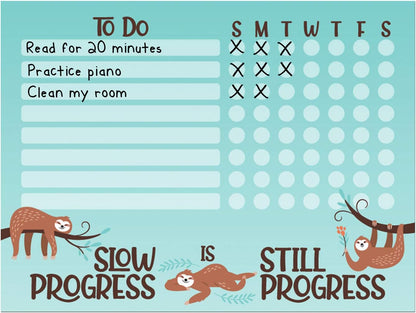 Dry Erase Whiteboard Task & Habit Tracker | Removable and Restickable Adhesive Decal | Fine-Tip Magnetic Marker Included | 9” x 12”