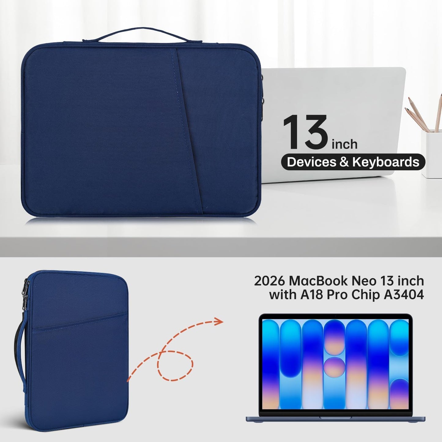 12-12.9 Inch Tablet Sleeve Bag for 12.4" Samsung Galaxy Tab S10+ S9+ Plus/S8+/S7+ Plus/S7 FE,13" iPad Air M4 M3 M2/iPad Pro M5 M4/Pro 12.9"/Microsoft Surface Go 2 12.4"/Pro 11 10 Carrying Case-Black