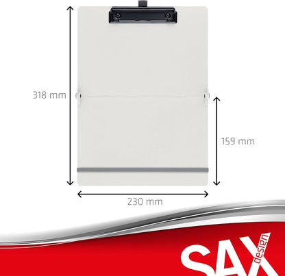 Sax Folding Clipboard Blueberry Clipboard A4 to A5 Portrait and Landscape Format Ideal for Travel and Business Holds 30 Sheets Includes Elastic Closure Band and Pen Loop Durable & Shockproof