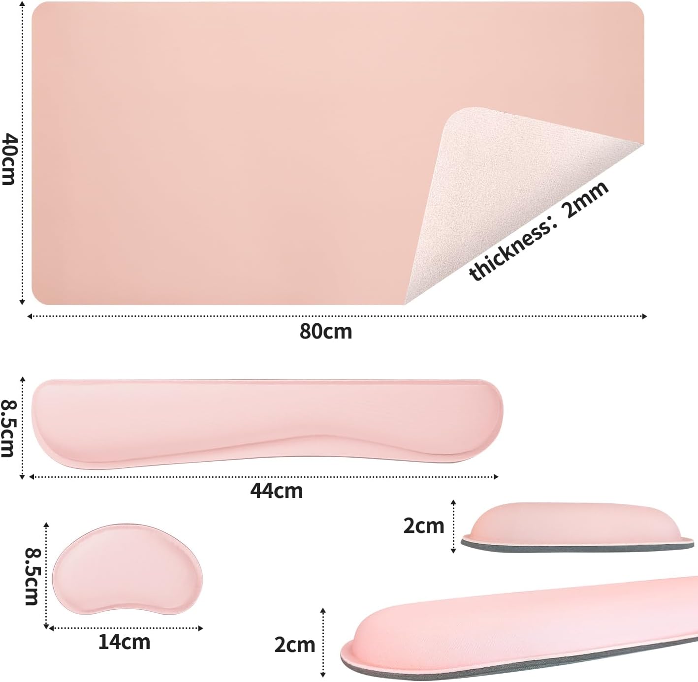 Bloss Leather Desk Pad and Keyboard Wrist Rest, Large Mouse Pad + Keyboard Pad+Mouse Wrist Support, Non-Slip Desk Mat Protector for Office, Home(31.5×15.7 Inches,Beige) - Colors A