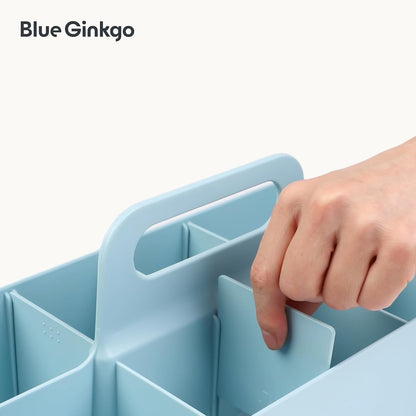 BLUE GINKGO Stackable Organizer Caddy – Korean-Made Portable Tote for Bathroom, Office, Crafts, or School Supplies (Rectangle, White)