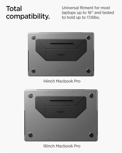 Spigen Slim Fold Portable Laptop Stand Keyboard Riser Foldable Ergonomic Angle Lift Anti-Slip Compatible with MacBook Neo, MacBook Air, MacBook Pro 11"-16" and iPad/Air/Pro and More - Black (LD201-S4)