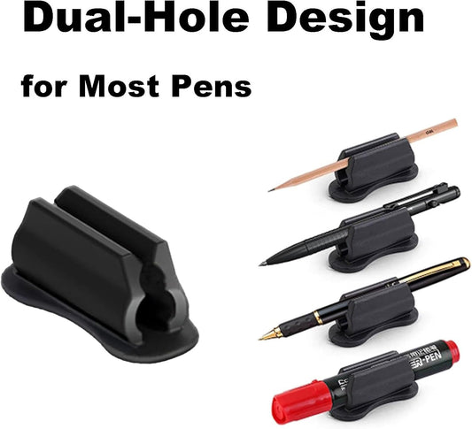 6 Pack Adhesive Pencil Holders for Desk, Silicone Pencil Holder for Classroom, Flexible Pen Holder for Clipboard Stylus Organizer Marker Holder for School Accessories, Teacher Office Supplies (Black)