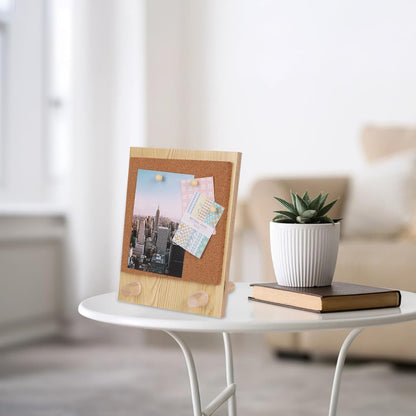 9.5x7.5inch Pin Board Cork Board, Bulletin Board Message Board with 10 PCS Wood Push Pins, Desktop Cork Display Stands for Home School Office Décor