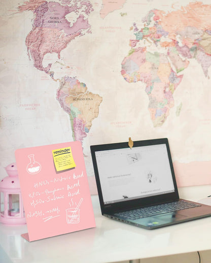Magnet Board - Pink, 11 x 12.6 x 2.4 in, Standing Magnetic Board for Desk, Magnetic Display for Memos, Photos & Documents, Bulletin Board for Home Office School Kitchen Table Supplies(PK-FX2832-1P)