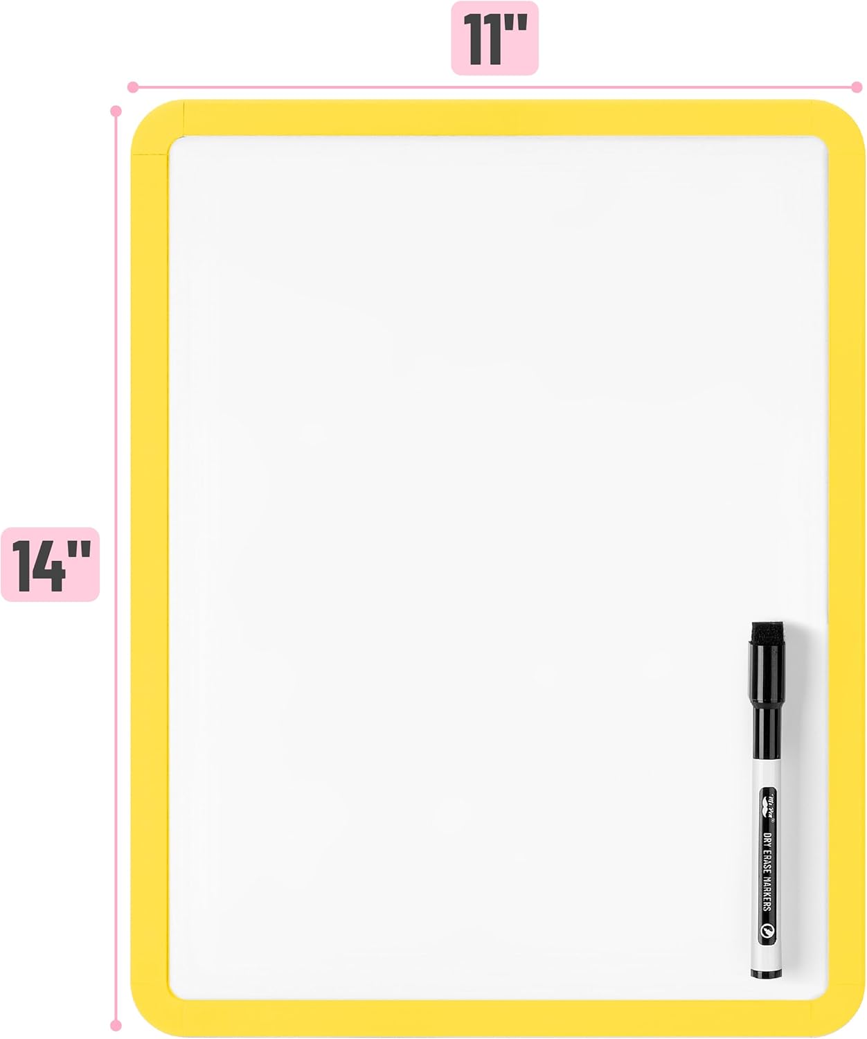Mr. Pen- Dry Erase Board, 14” x 11” with a Black Dry Erase Marker, White Frame, Small Mini White Board for Students, Fridge, Wall, Locker, Includes Double Sided Tapes