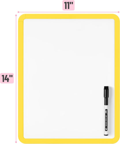 Mr. Pen- Dry Erase Board, 14” x 11” with a Black Dry Erase Marker, White Frame, Small Mini White Board for Students, Fridge, Wall, Locker, Includes Double Sided Tapes