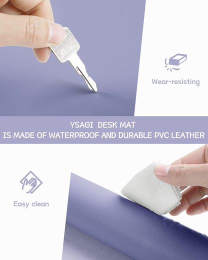 YSAGi Non-Slip Leather Desk Pad, Waterproof Laptop Computer Desk Keyboard Mat, Table Protector Blotter Mat, Large Mouse Pad for Office/Work/Home/Decor(Black, 31.5" x 15.7")