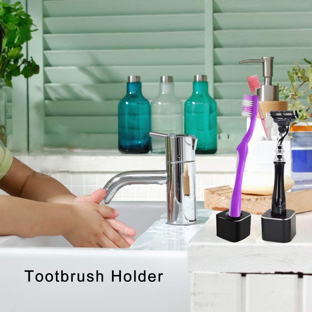 Coideal Single Pen Stand Holder, Black Metal Pen Base Stand for Desk Fountain Pen, Toothbrush Brush, Students and Office