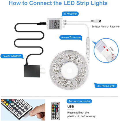 DAYBETTER Led Strip Lights 32.8ft Kit with Remote and Power Supply Color Changing