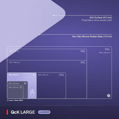 SteelSeries QcK Gaming Mouse Pad - XXL Cloth - Peak Tracking and Stability - Esports Mousepad - Never-Slip - Full Desk Coverage