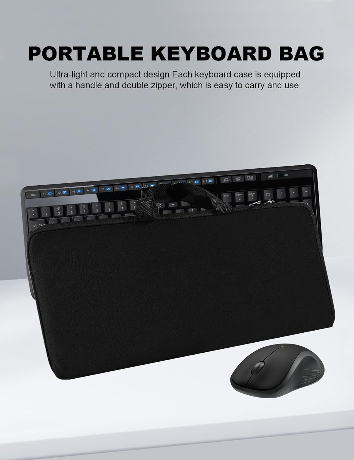 Portable Keyboard Bag Laptop Keyboard Sleeve Shockproof Dustproof Neoprene Case for Logitech MK345/MK850/ for Lovaky 2.4G Ergonomic Performance Wireless Keyboard Mouse Combo