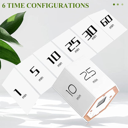 Hexagon Digital Clock Timer, Pomodoro Timer, Productivity Cube, Cubes Timer Kitchen Hexagon Flip Timer for Studying Cooking Exercising Easy to Use Flip (White)