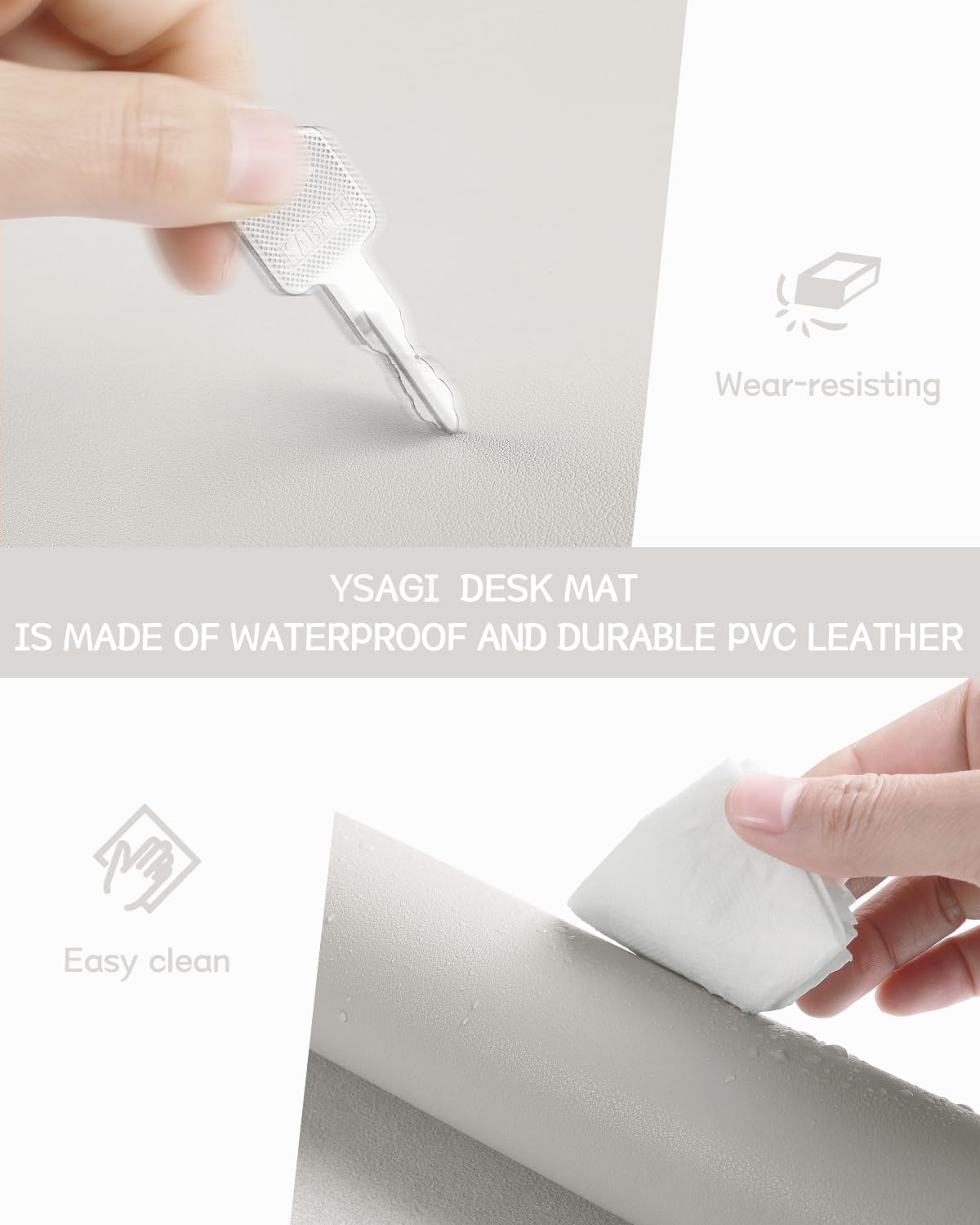 YSAGi Non-Slip Leather Desk Pad, Waterproof Laptop Computer Desk Keyboard Mat, Table Protector Blotter Mat, Large Mouse Pad for Office/Work/Home/Decor(Black, 31.5" x 15.7")