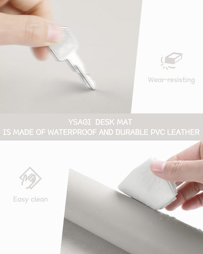 YSAGi Non-Slip Leather Desk Pad, Waterproof Laptop Computer Desk Keyboard Mat, Table Protector Blotter Mat, Large Mouse Pad for Office/Work/Home/Decor(Black, 31.5" x 15.7")