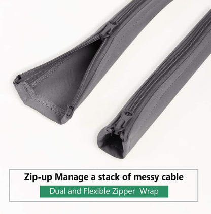 Flexible Cable Management Sleeve with Zipper - Extendable Cord Organizer System Wrap Wire Cable Cover Sleeve Holder, Keep Home & Office Clean Safe Protector for TV/Media, Beige, 39 Inches, 2 Pcs