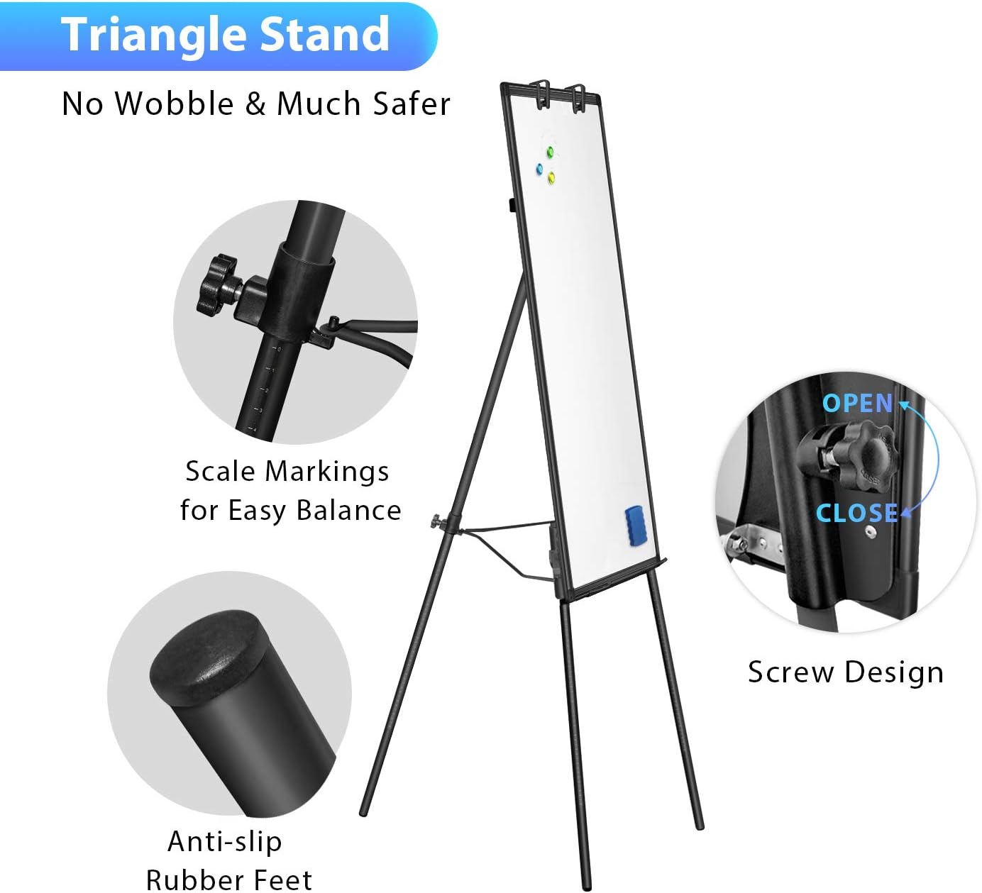 Easel Whiteboard - Magnetic Portable Dry Erase 36 x 24 Tripod Height Adjustable, 3' x 2' Flipchart Easel Stand White Board for Office or Teaching at Home & Classroom (36x24 White)