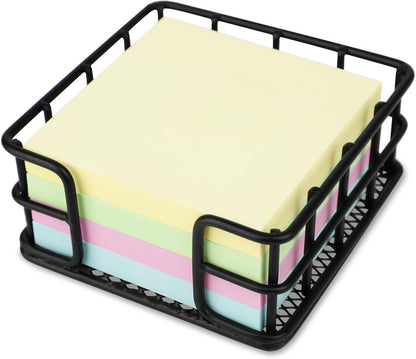 Sticky Note Holder, 3.62 x 3.62 x 1.77 Inches Metal Memo Pad Dispenser, Square Notepad Organizer for Desk, Office & School Essentials, Desk Organizer Supply