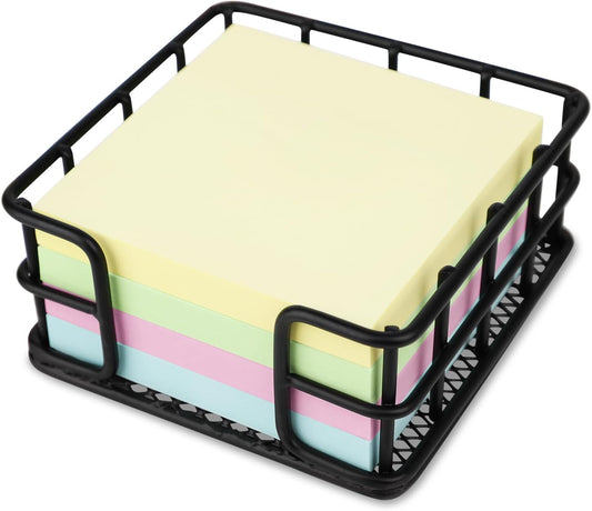 Sticky Note Holder, 3.62 x 3.62 x 1.77 Inches Metal Memo Pad Dispenser, Square Notepad Organizer for Desk, Office & School Essentials, Desk Organizer Supply
