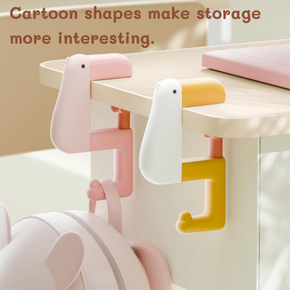 3PCS Adjustable Desk Hooks for Bag, Cute Cartoon Toucan Under Desk Clamp Hooks Backpack Holders, Space-Saving Backpack Hangers for Desk or Table Organization, No Drilling