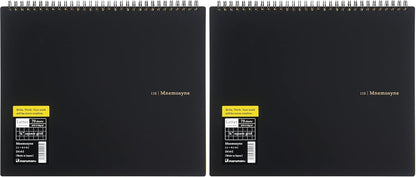 Maruman Mnemosyne Lined Notebook- Vertical A5, 5.83" x 8.27", 70 Sheets / 140 Pages, 7mm College Ruled With Center Line Journal, Perforated Pages & Wire-Bound to Lay Flat, Black, Made in Japan - Colors A