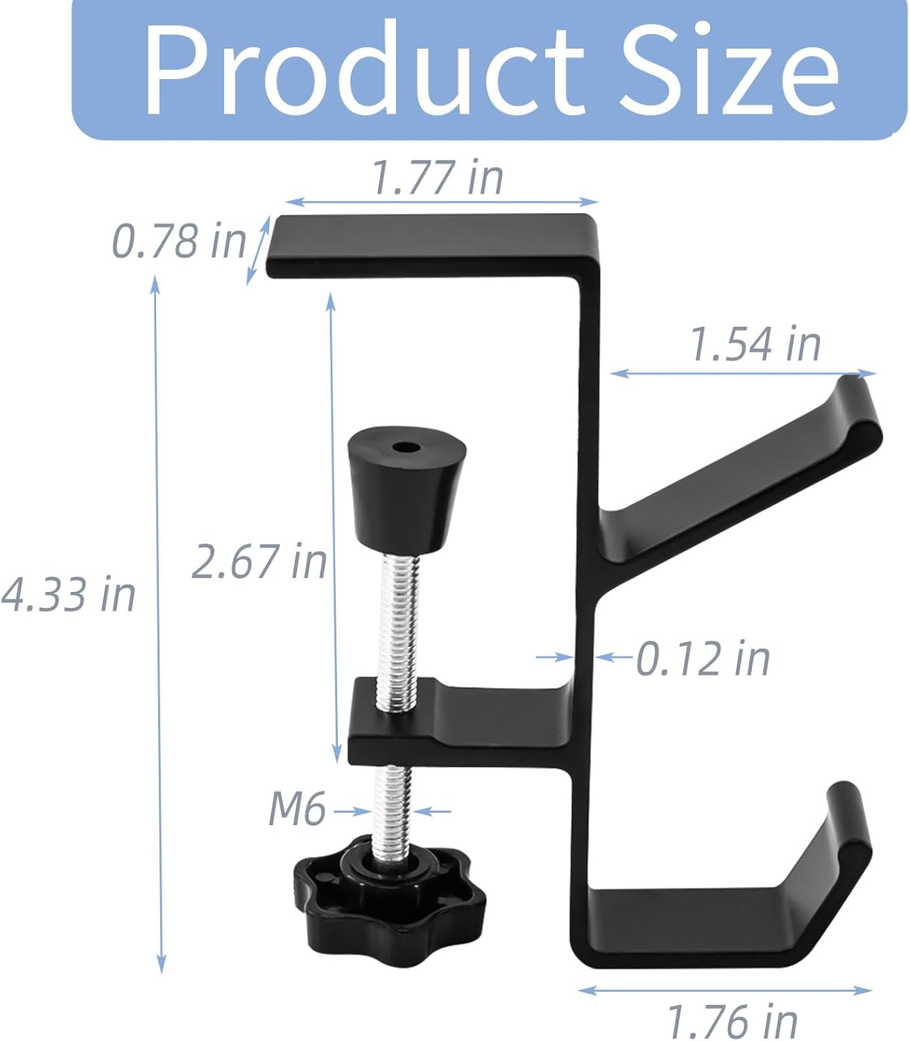 Desk Mount Bag Holder Hook Clamp-On Backpack Hanger Portable Desk Mount Headphones Holder Reduce Desk Clutter for Table Desk, Under Counter (Black)