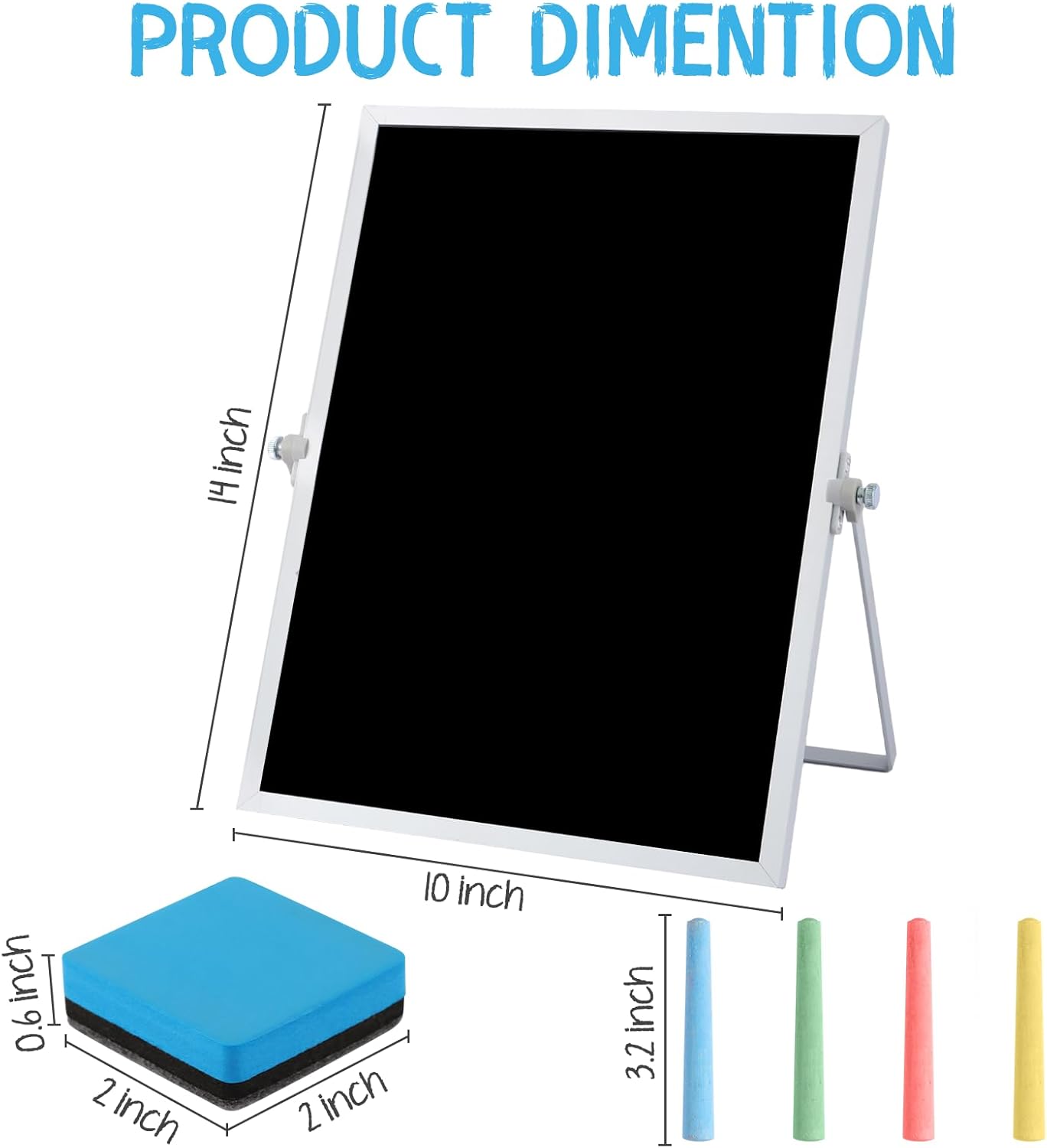 Small Magnetic Chalk Board Easel 10"X10", Double-Sided Tabletop & Wall Hanging Chalkboard with 4 Chalks & Eraser, Desktop Mini Black Board Sign for Office Desk Home Menu and School
