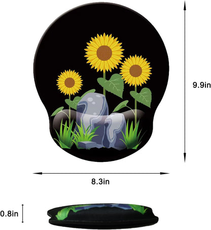 Mouse Pad with Wrist Support, Ergonomic Mouse Pad with Memory Foam Wrist Rest Cushion, Non-Slip Rubber Base Gaming Mice Pad for Home Office Computer Laptop, Flowers Grass