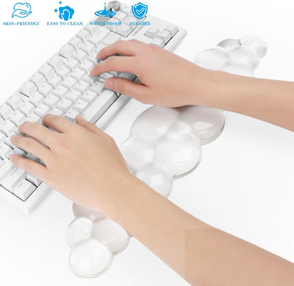 Gel Cloud Keyboard and Mouse Wrist Rest, Cute Wrist Support and Arm Support Keyboard Rest for Keyboard and Mouse Typing Pain Relief，Suitable for Office/Computer/Laptop/Gaming（White）