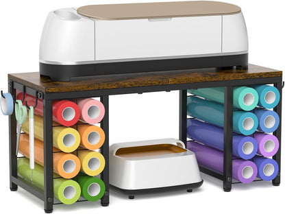ikkle Craft Organizers and Storage Compatible with Cricut Machines Craft Table Storage with Vinyl Roll Holders, Craft Storage Organizer, Crafting Table Organization Workstation for Craft Room