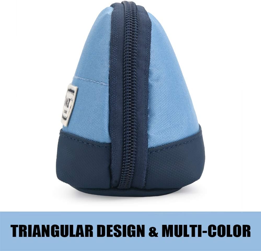 Sooez Wide-Opening Pencil Pen Case, Lightweight & Spacious Pencil Bag Pouch Box Organizer, Aesthetic Supply with Triangular Design for Adults, Grey