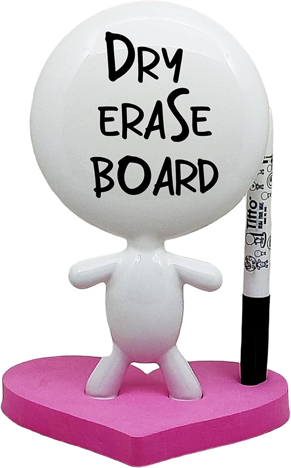 Dry Erase Board - TITTO in Love, Draw Your Ideas - Ceramic Doll - Black Office Design Desk - Coworkers Office Home Gift (Black)