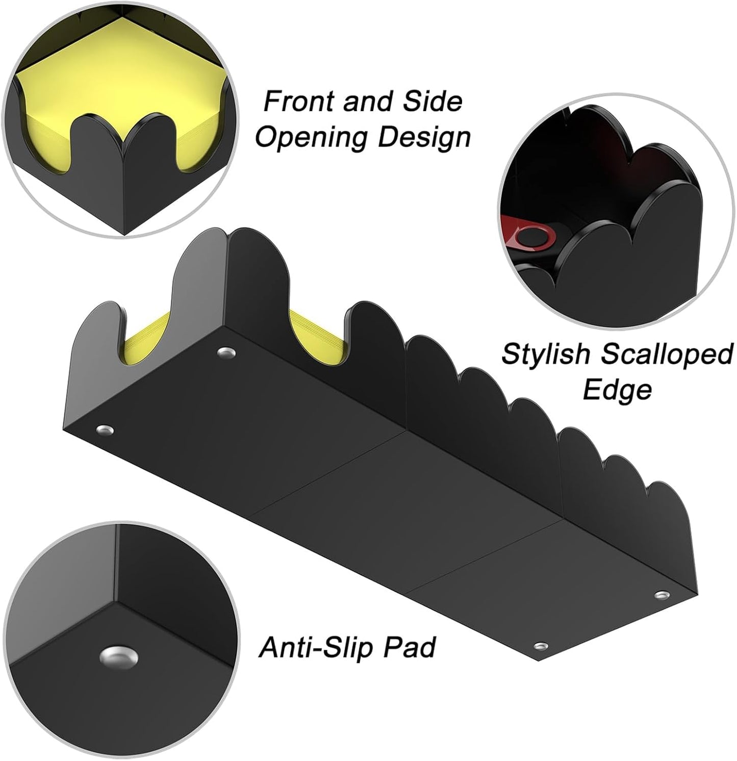 YAGELI Magnetic 3-in-1 Acrylic Sticky Note Holder Dispenser | Modern Desktop Organizer for 3x3 Post It Notes & Memo Pads with Non-Slip Base | for Productive Workspace at Office, Home or School | Clear
