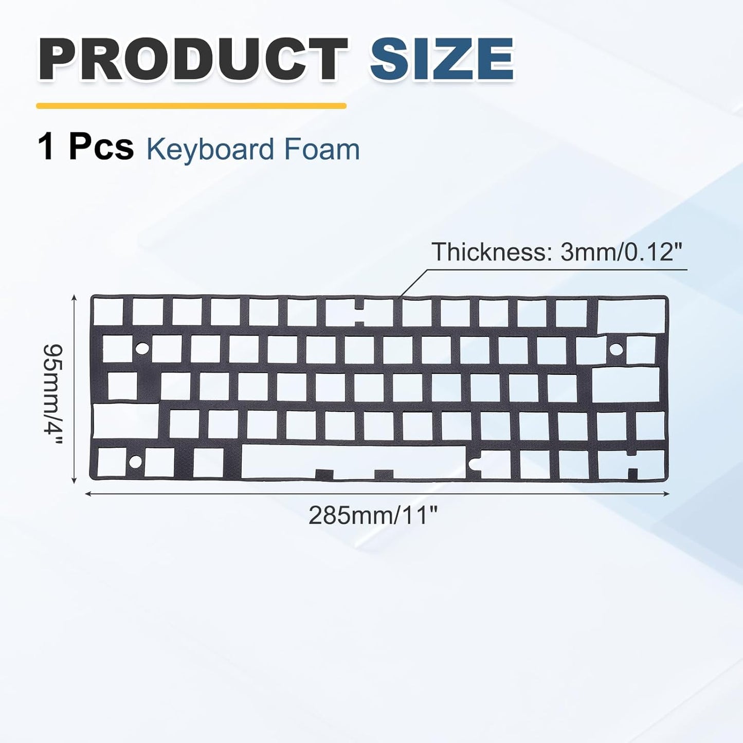 PATIKIL 5 x 17 Inch Keyboard Foam, 104/108 Layout Keyboard Sound Dampening Foam Pad Gasket Switches Dampener for Mechanical Key Boards, Black