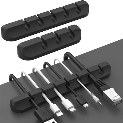 AHASTYLE Cable Organizer Holder 5 Slots Desktop Cord Wire Clips Keeper for Organizing USB Cable/Power Cord/Wire Home Office and Car (Pink)