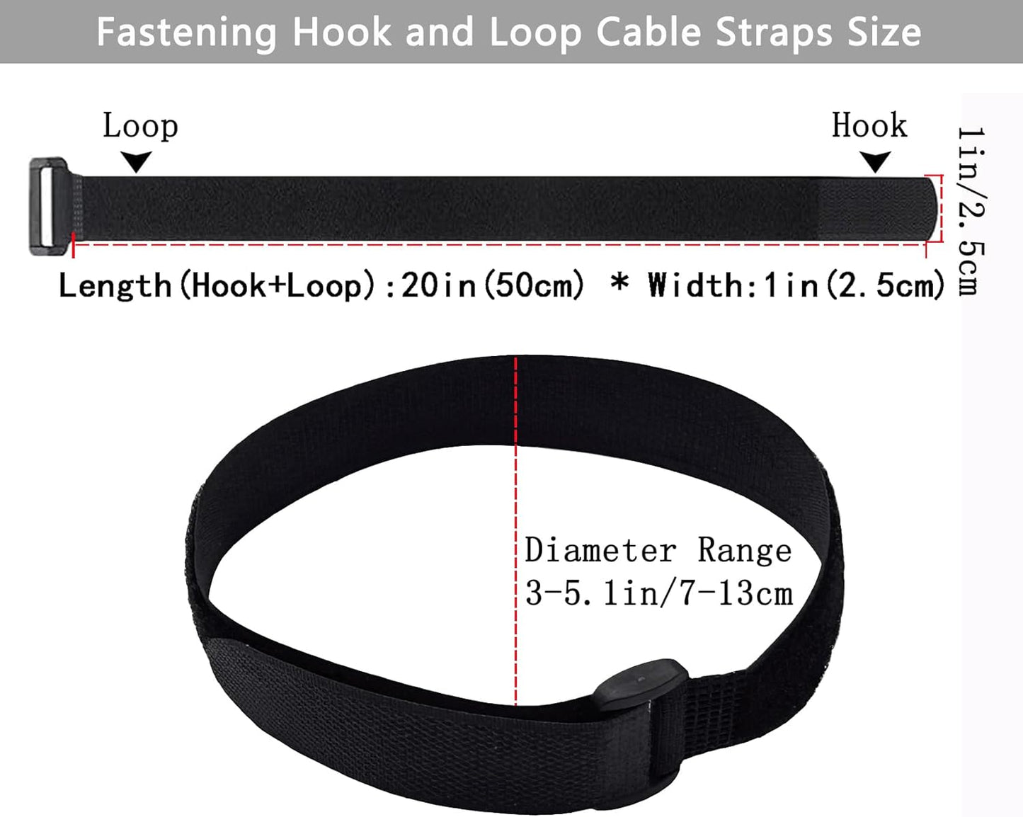 20 Pack (12 x 1 Inch) Reusable Fastening Cable Straps,Adjustable Multi-Purpose Hook and Loop Straps Nylon Cable Ties for Wire Cable Management Home Office Garage Outdoor Organization