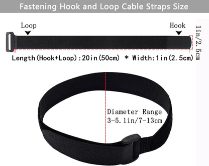20 Pack (12 x 1 Inch) Reusable Fastening Cable Straps,Adjustable Multi-Purpose Hook and Loop Straps Nylon Cable Ties for Wire Cable Management Home Office Garage Outdoor Organization
