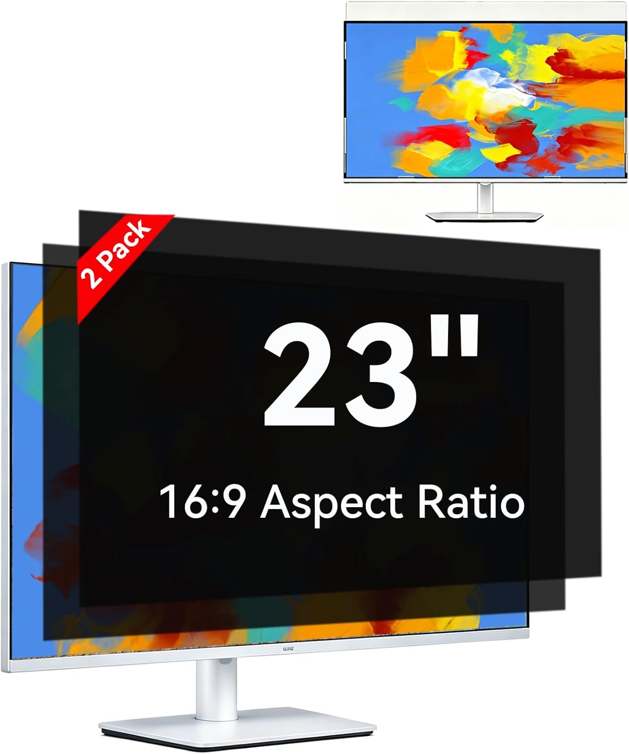 [2-Pack] 24 Inch Computer Privacy Screen 16:9 Aspect Ratio Widescreen Monitor, Eye Protection Anti Blue Light Glare Computer Monitor Privacy Filter, 24inch Removable Black Blackout Anti Spy Desktop Security Privacy Filter