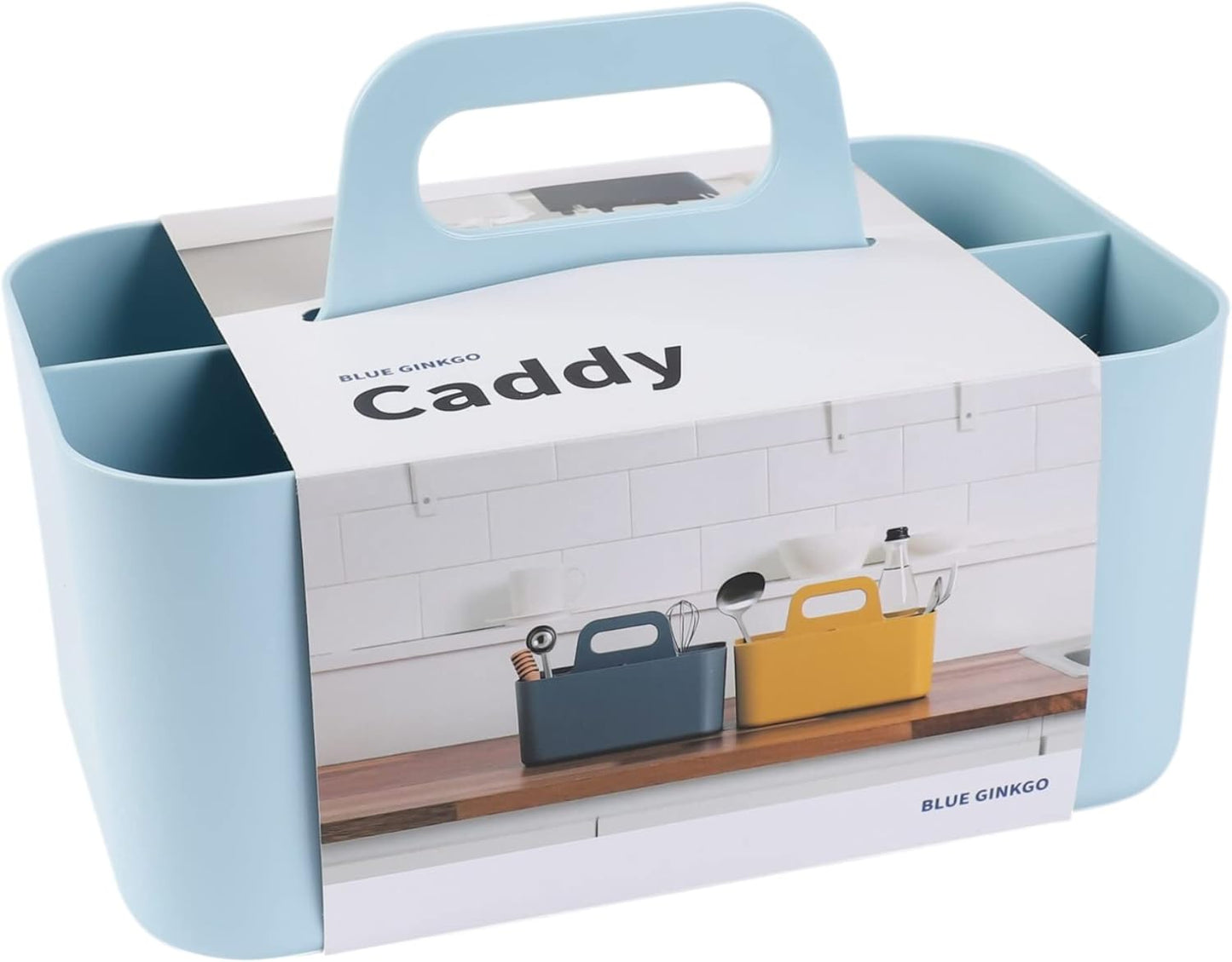 BLUE GINKGO Stackable Organizer Caddy – Korean-Made Portable Tote for Bathroom, Office, Crafts, or School Supplies (Rectangle, White)