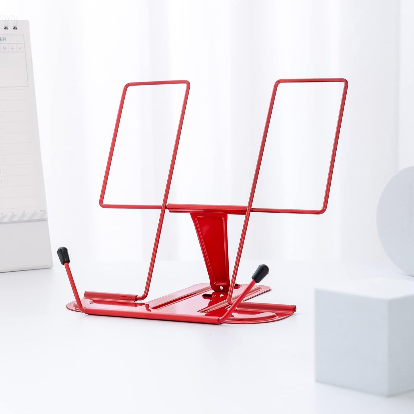 Metal Book Stand for Desk, Adjustable Reading Rest Book Holder, Portable Cookbook Documents Holder, Sturdy Typing Stand for Recipes Textbooks Tablet Music Books with Page Clips (Green)