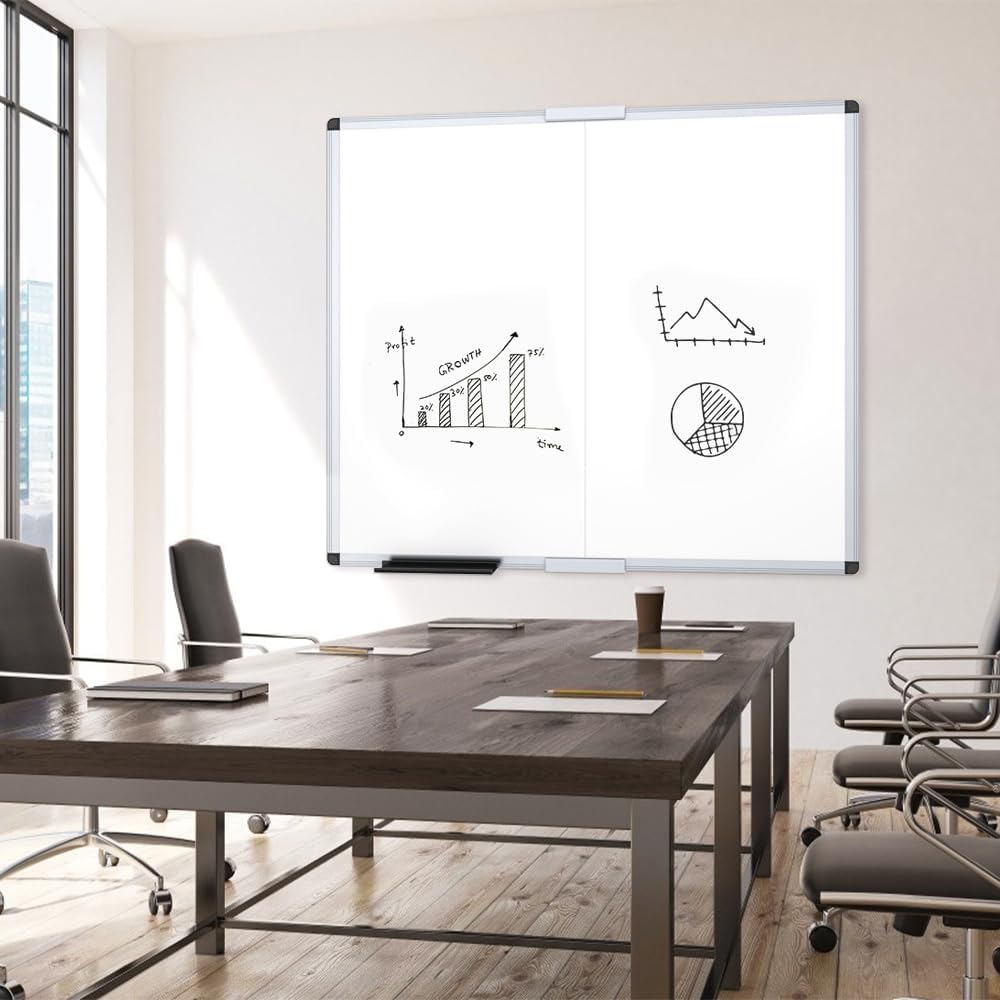 VIZ-PRO Magnetic Dry Erase Board, 24 X 18 Inches, Silver Aluminium Frame