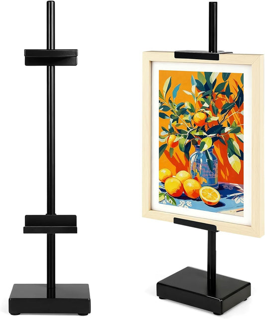 Adjustable Tabletop Easel Stand, Picture Easels for Display Up to 17" H, Gold Metal Picture Frame Holder Stand Table for Art, Photo (1 Pack)