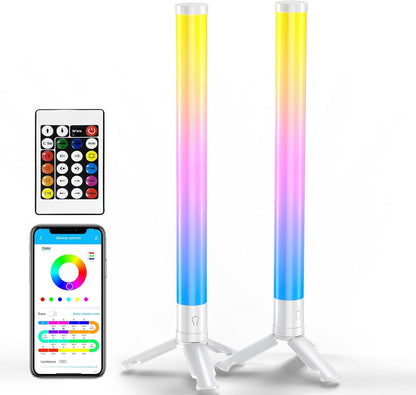TJOY 360° Smart Light Bars, LED Game Desk Lights, TV Monitor Backlight with Music Sync, RGB Light Bar with Remote Control, Ambient Lighting for PC, Table, Gaming Room(White,Plastic Material)