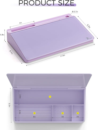 TOWON Small Compact Glass Desktop Whiteboard with Storage – 12 x 7 in Dry Erase Board for Desk, Home Office, School | Includes 5 Markers, Eraser & Holder | Space-Saving Organizer, Aesthetic Rose Gold