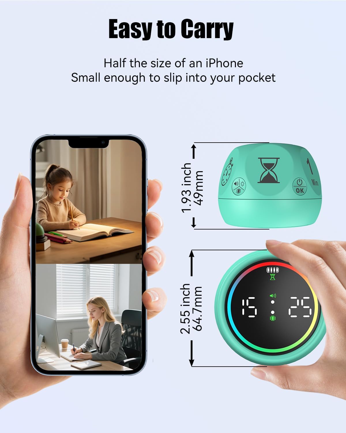 Pomodoro Timer Cube, Productivity Timer for Kids with 1, 5, 10 Min Preset Countdown, Stopwatch and Custom Countdown, for ADHD, Study, Work, Fitness, Cooking (Purple)