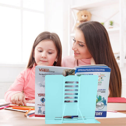 Honagu Book Stand Metal Desk Book Holder, Book Holders for Reading Hands Free, Adjustable Cookbook Documents Holder, Portable Bookstand for Music Books, Textbook, Recipe, Tablet, Ipad (Black)