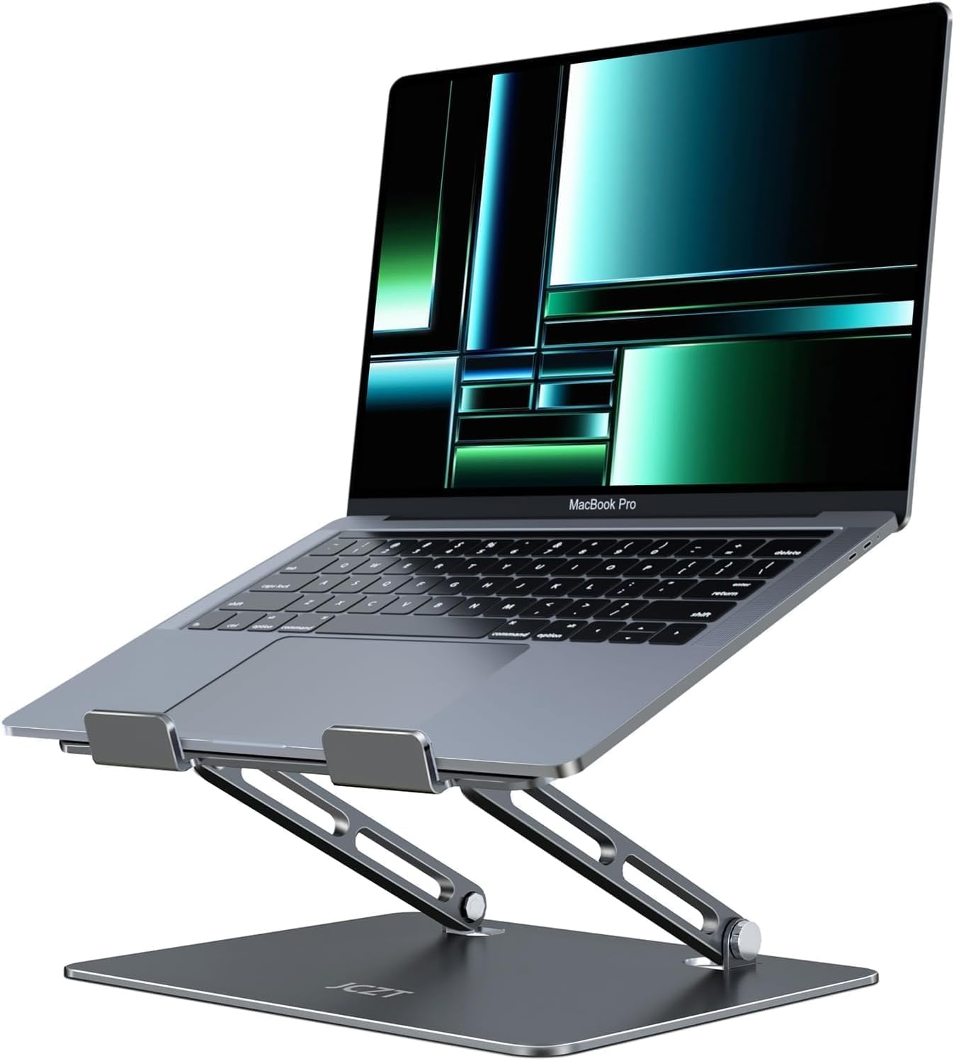 JCZT Adjustable Laptop Stand for Desk, Metal Foldable Laptop Riser, Portable Laptop Holder Mount, Ventilated Cooling Computer Notebook Stand for MacBook Air Pro, All 10-16'' Notebooks Laptops, Pink