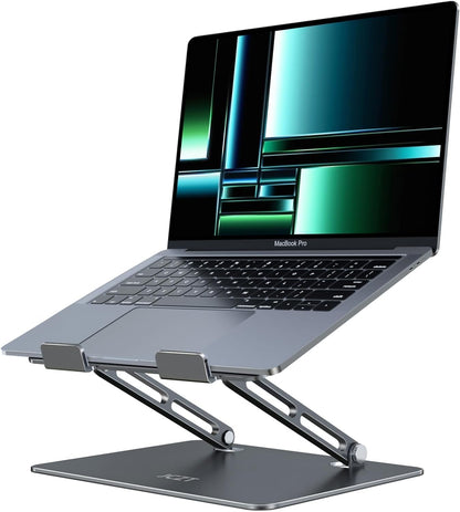 JCZT Adjustable Laptop Stand for Desk, Metal Foldable Laptop Riser, Portable Laptop Holder Mount, Ventilated Cooling Computer Notebook Stand for MacBook Air Pro, All 10-16'' Notebooks Laptops, Pink