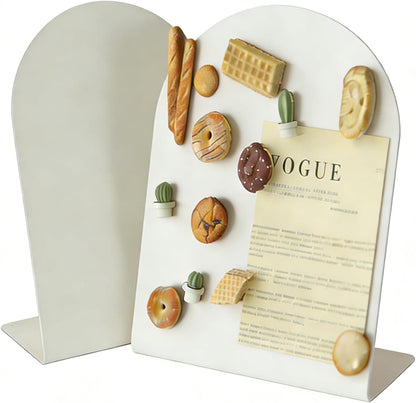 2 Pack Desk Magnetic Bulletin Board Metal Tabletop Memo Souvenir/Photos Display Board Magnet Display Stand for Home School Kitchen Office (2, White, ARC)