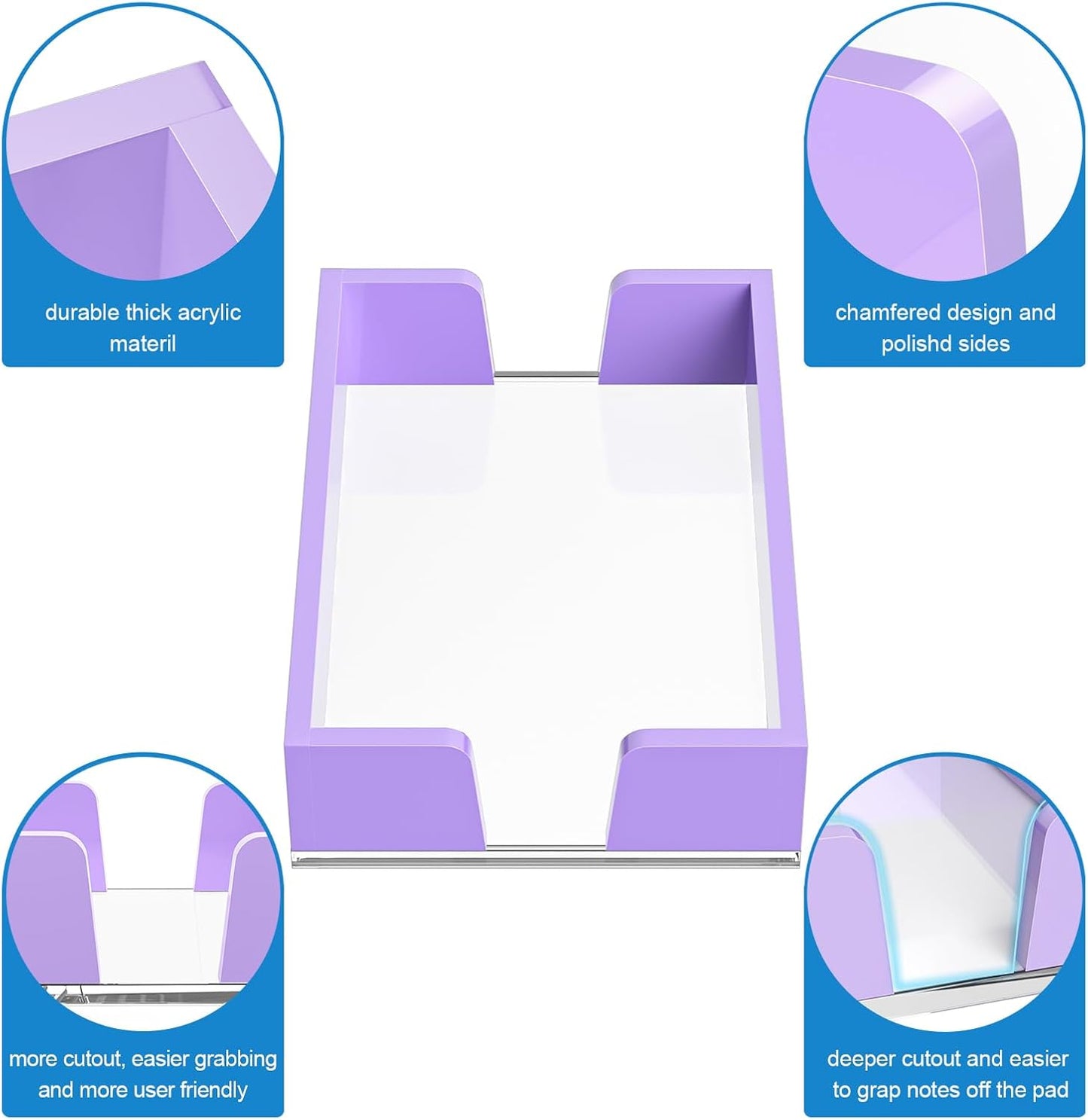 WINFFOR Acrylic Notepad Holder Dispenser - 4x6 in Sticky Note Memo Holder Self-Stick Note Pad Organizer (W/O Pads) Office Desk Accessories School Supplies, Crystal Clear